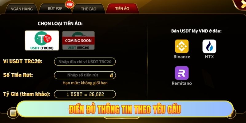 Điền đủ thông tin theo yêu cầu