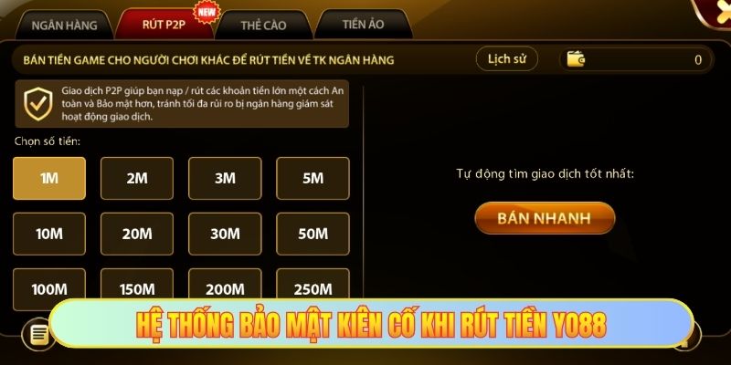 Hệ thống bảo mật kiên cố khi rút tiền YO88
