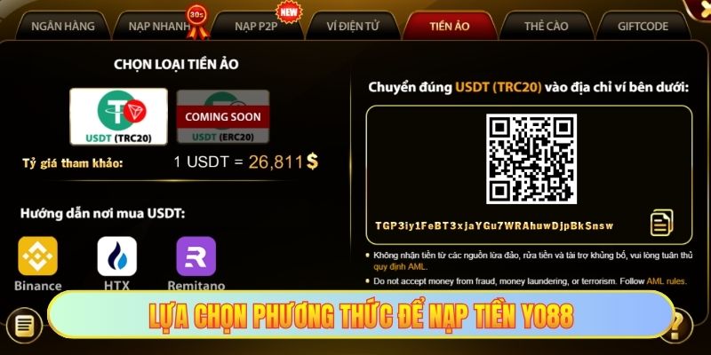 Nạp Tiền YO88 - Đã Đến Lúc Nhận Quà Độc Quyền Khủng 1 Lựa chọn phương thức để nạp tiền YO88
